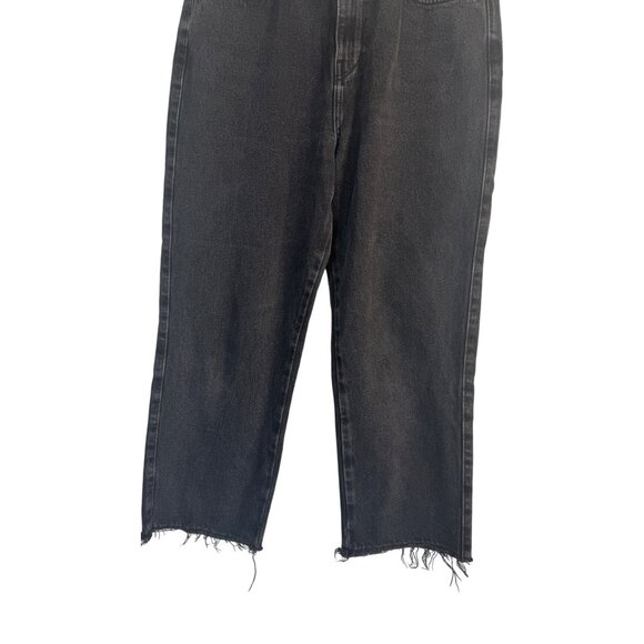 ZARA Size 8 Black High-Waist Straight-Leg Jeans Raw Hem - Picture 7 of 13